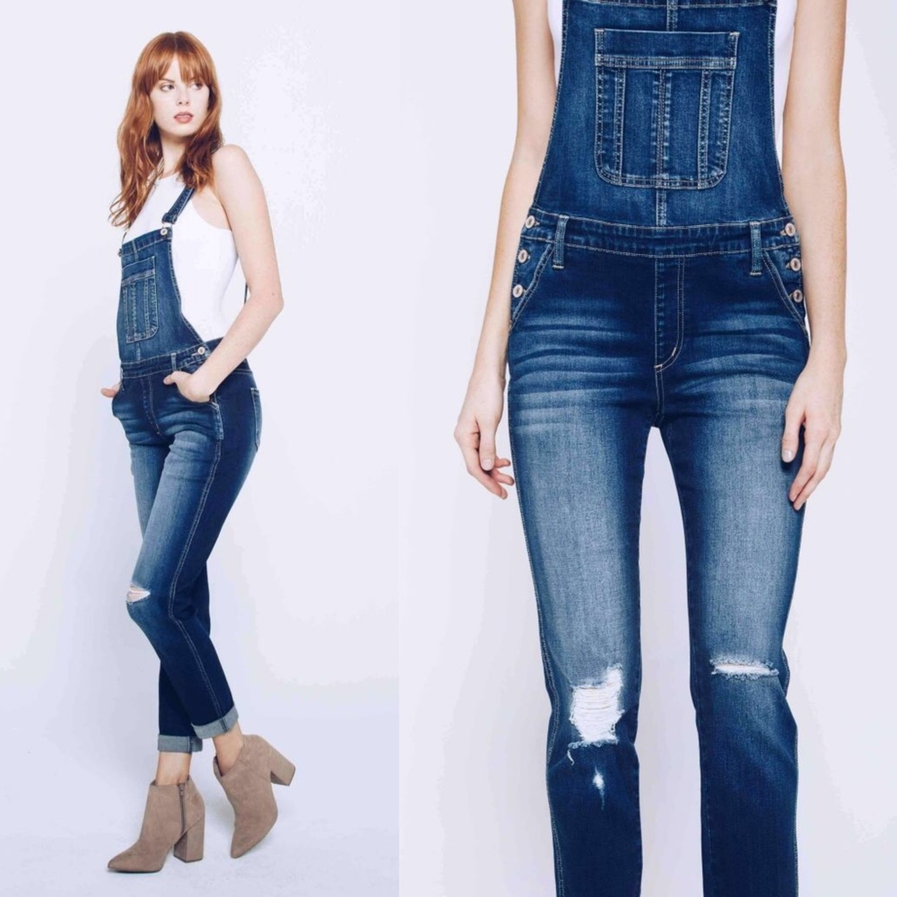 CAYMIELYNN Distressed Long Overalls - Picture 3 of 4